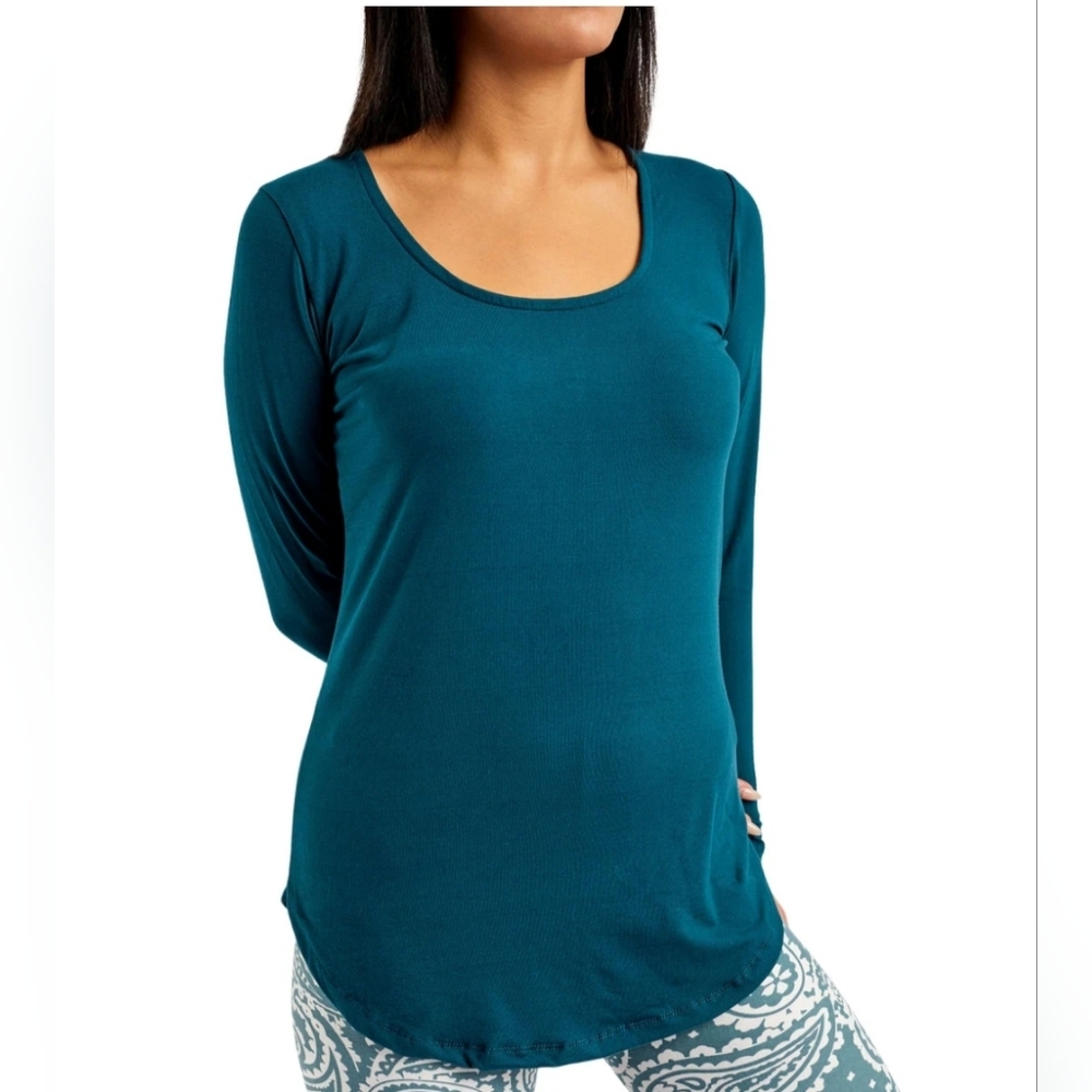 Just Cozy Tunic Top XS Deep Teal Long Sleeve Scoop Neck Stretch Knit